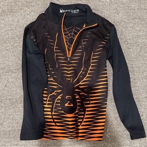 Spyder Black and Orange Half-Zip Top